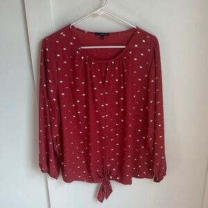 West Kei Burgundy Polka Dot Blouse